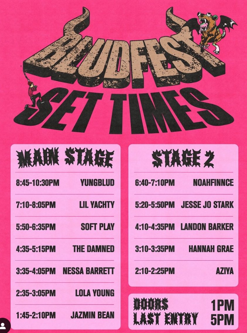 Bludfest Stage times announced