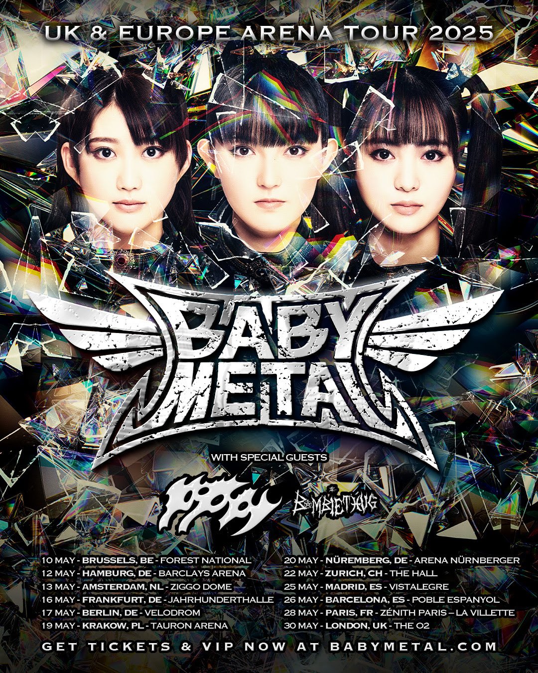 BABYMETAL Announces 2025 European Arena Tour with Special Guests Poppy and Bambie Thug