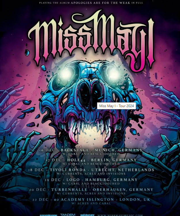 MISS MAY I Announce European Headliner Tour for December 2024