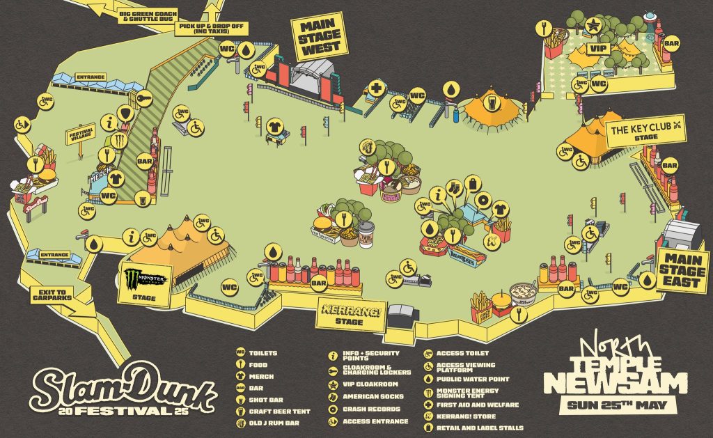 Slam Dunk Festival 2025 Artist Meet & Greets + Signings times 25 North Site Map Slam Dunk