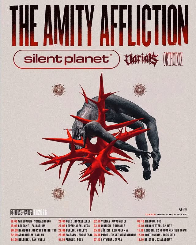 The Amity Affliction Announce European Headline Tour For Autumn 2026, And New Album “House Of Cards”.